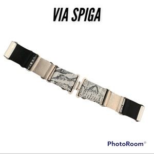 VIA SPIGA Genuine Leather Snake Skin Metallic Women’s Belt Size Large 38